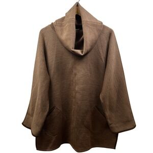 Soft Surroundings Pullover Sweater Women L Brown Wool Blend Cowl‎ Neck Cozy&Warm